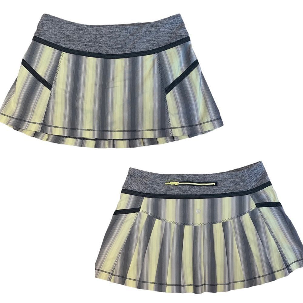 Lululemon run reflection skirt gray yellow Sz 8